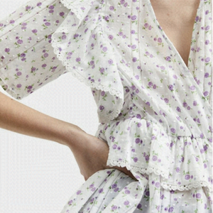 Selected FEMME Susy Ruffled floral blouse top 34 xs